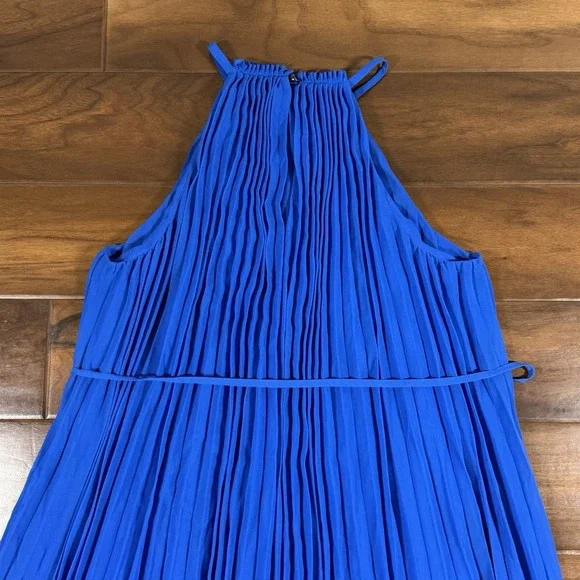 Ted Baker Size 0 / US 2 Blue Helyos Halter Neck Maxi Dress Accordion Pleated - Picture 7 of 11